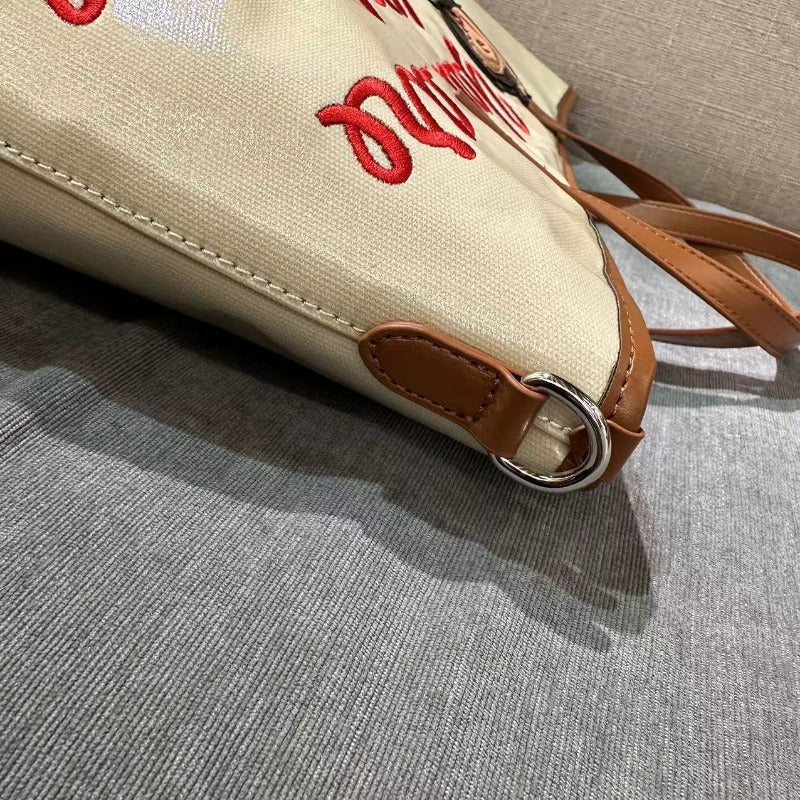 Chh Chrome Heart Leather Bag Embroidered Cartoon Tote Bag