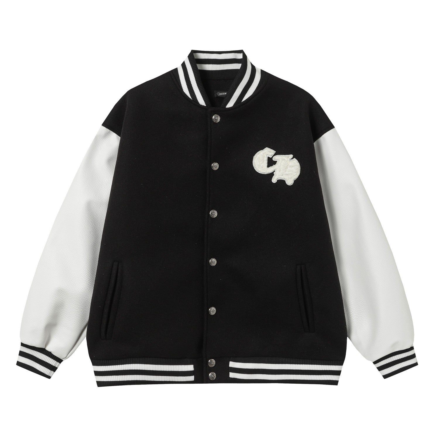 Chrome-Hearts Varsity Jacket - Black White Gothic Baseball Coat 2206