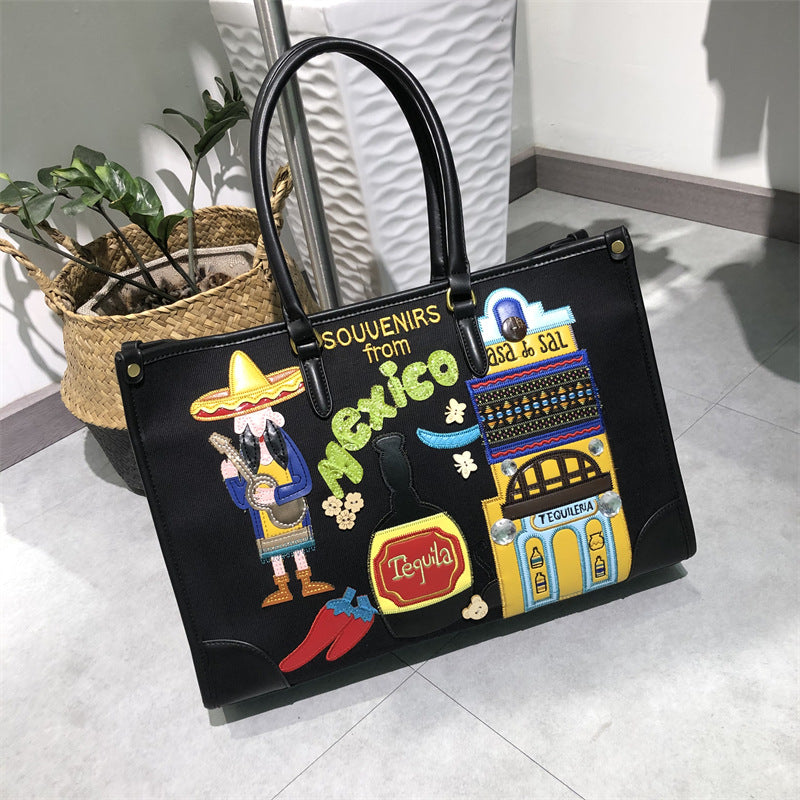 Chh Chrome Heart Leather Bag Embroidery Embroidery Bag Shoulder Bag Crossbody Bag